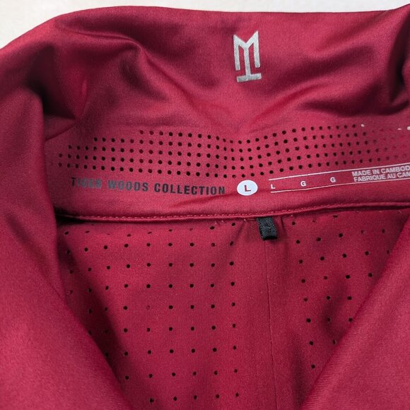 Nike Tiger Woods Polo Shirt Sz L Mens Collection DRI FIT Golf Swoosh Logo Red - Picture 2 of 9